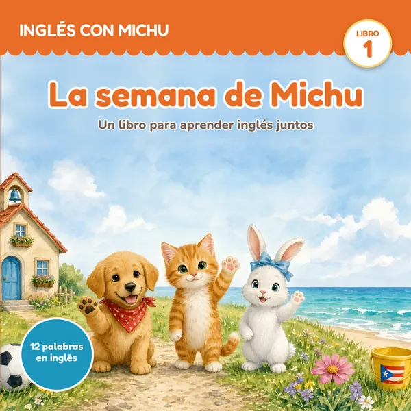 Portada de «La semana de Michu»: Toby, Michu y Hoppy saludan junto al mar.